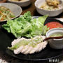 しっとりゆで鶏、ねぎ塩 と チャプチェ風炒め物。
