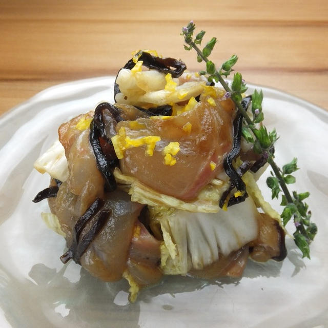 鯛と白菜の昆布酢和え