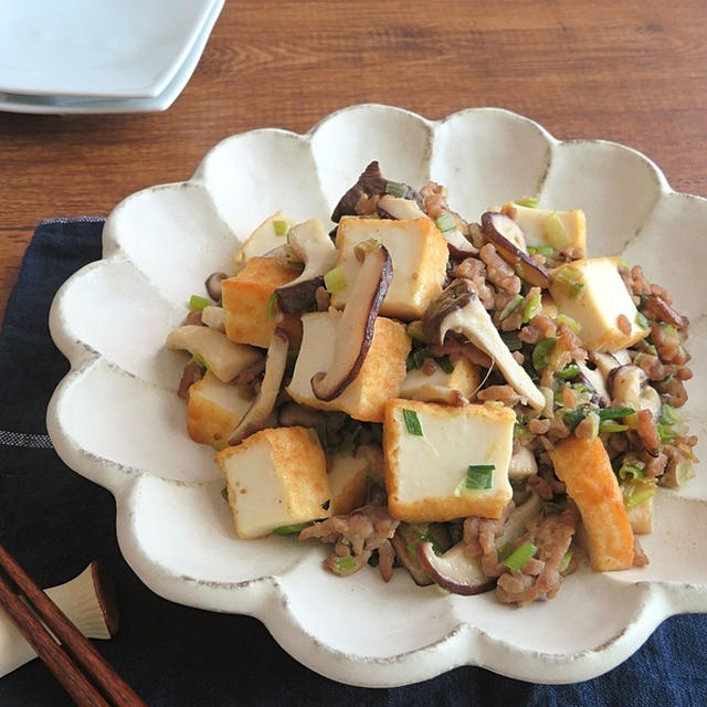 食欲ｕｐ きのこと厚揚げとひき肉のピリ辛しょうが醤油炒め By Kaana57さん レシピブログ 料理ブログのレシピ満載