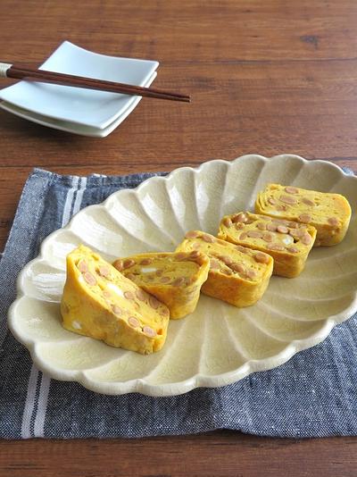 簡単アレンジ卵焼き☆納豆の出汁巻き卵