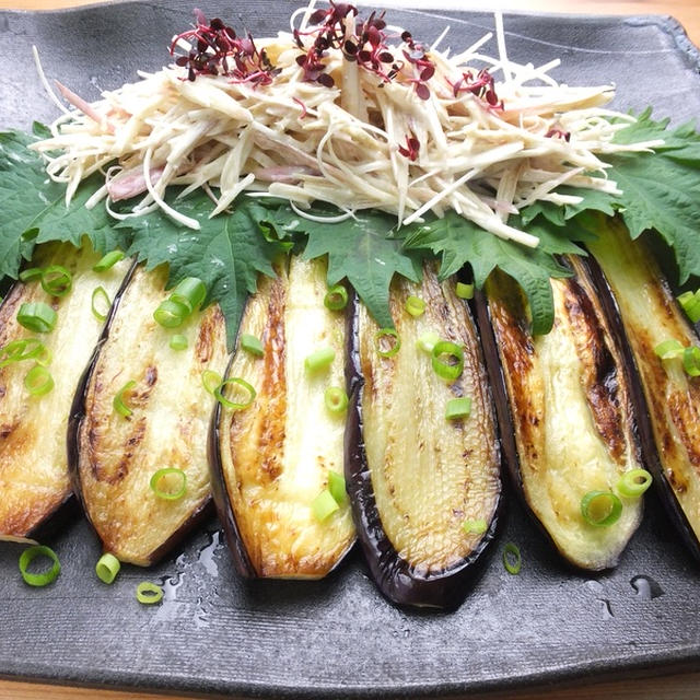 ポン酢茄子と香味野菜の胡麻和え