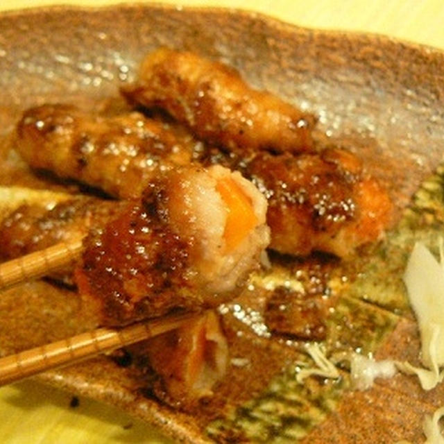 【うちごはん】温野菜の豚バラ肉巻き☆やさしい照り焼き味