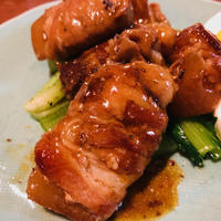 肉巻き大根の甘辛煮～サッと茹でた小松菜にタップリのせて旨みまるごといただきましょ(#^.^#)♪