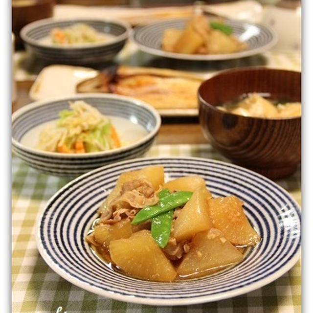 豚バラ大根＆焼き魚の和食ごはん