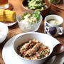 手羽中と夏野菜の煮込み・献立。