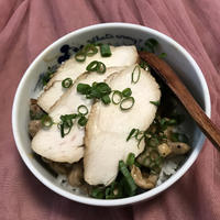 【簡単・時短】味ぽん鶏チャーシュー煮汁リレー☆茄子と肉のあんかけご飯