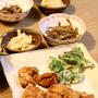 ウドの酢味噌マヨ和え、ウドの皮のきんぴら、ウドの葉の天ぷら