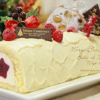 ブッシュドノエルのクリスマスケーキ☆ネージュ・ブラン （ロールケーキのお菓子）