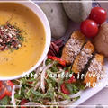 かぼちゃコーンスープと大根サラダとスイートポテトのプレート by MOMONAOさん