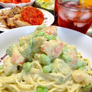 えびとアボカドの冷製パスタです☆