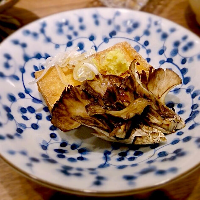 焼き舞茸と厚揚げの生姜醤油