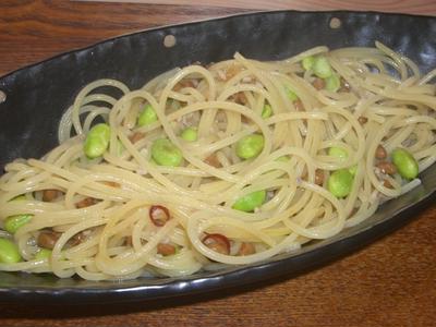 納豆と枝豆のパスタ