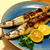 サンマの塩焼きにすだち＊ぽろりさんのナスじゃこ煮