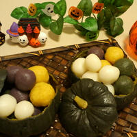 ハローウィン☆カボチャ器で野菜たっぷり団子　(炊飯器でカボチャ蒸し)