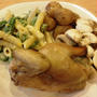 Cornish Hen の丸焼き ～ オクラのマックアンドチーズ