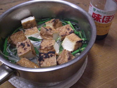 焼き厚揚げの節約３点おかず鍋レシピ