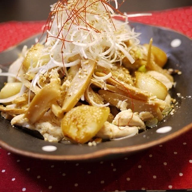 メンマと鶏ササミの塩麹スタミナ炒め煮