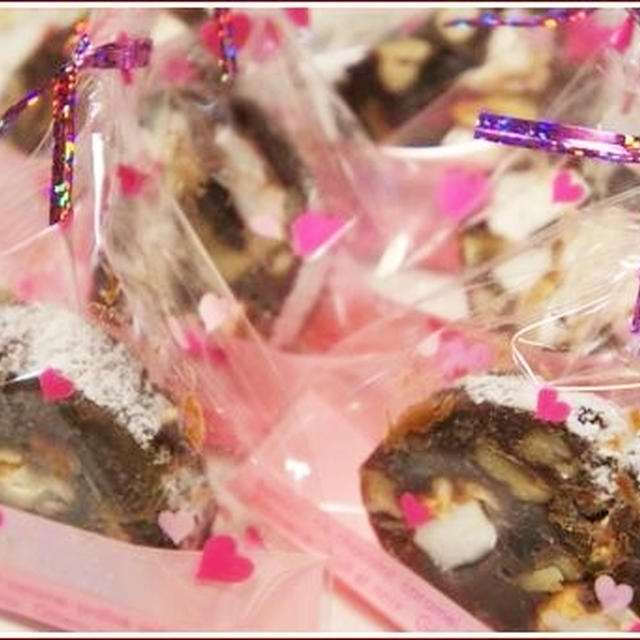 友チョコ作り♪ナッツレーズン入りチョコレートソーセージ☆☆