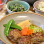 ミニハンバーグと春野菜の和風煮込み。晩ごはん。