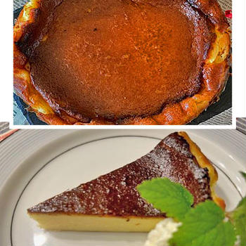 フープロで手軽に久しぶりのバスクチーズケーキ　♪♪　レッスンスィーツ作りは冷凍苺を使って「苺のヨーグルトテリーヌ」
