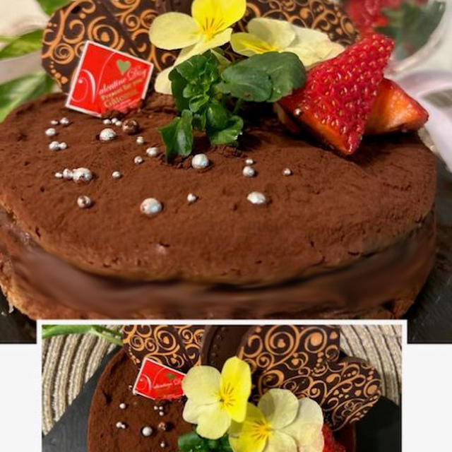 バレンタインケーキのレッスンはいろいろ!!その中から「濃厚チョコレートニューヨークチーズケーキ」