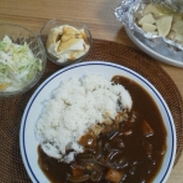 ※今日のお家ごはん※～七夕なのに、シーフードカレーに鶏とたけのこのゆず胡椒ホイル焼き～