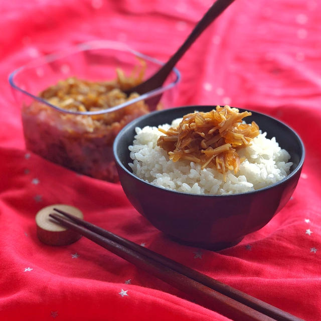 鶏てりやきのたれ〈mizkan〉でご飯にぴったり常備菜！玉ねぎたっぷりなめ茸♡