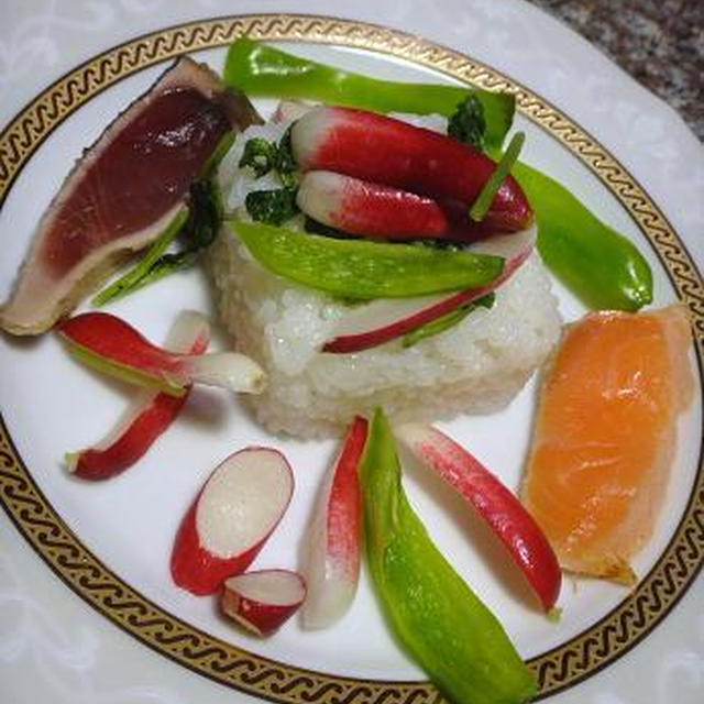 家庭菜園の野菜でフランス風お寿司