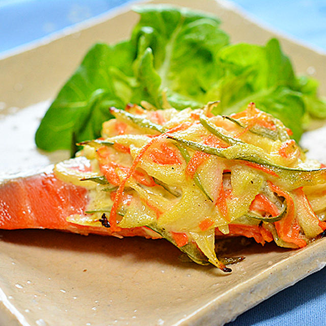 鮭の野菜マヨ焼き ☆ 切り干し大根の酢の物