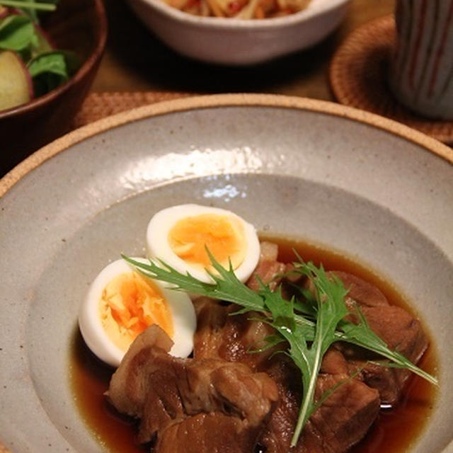 煮豚 と サンラータン の晩ごはん。