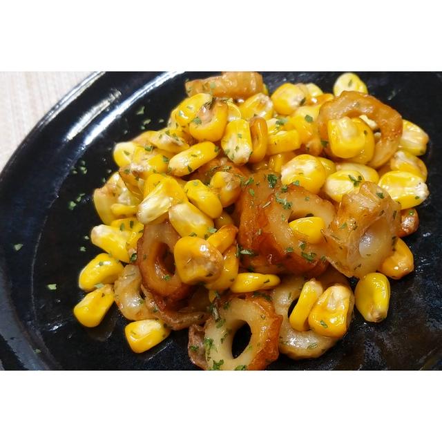 夜店屋台の味をお家で堪能！！電子レンジでかんたん調理♪ちくわとコーンのバター醤油★