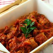 「カツのトマト煮」“余り物・お惣菜を豪華にリメイク！”