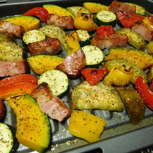 ブロックベーコンと夏野菜のグリル焼き