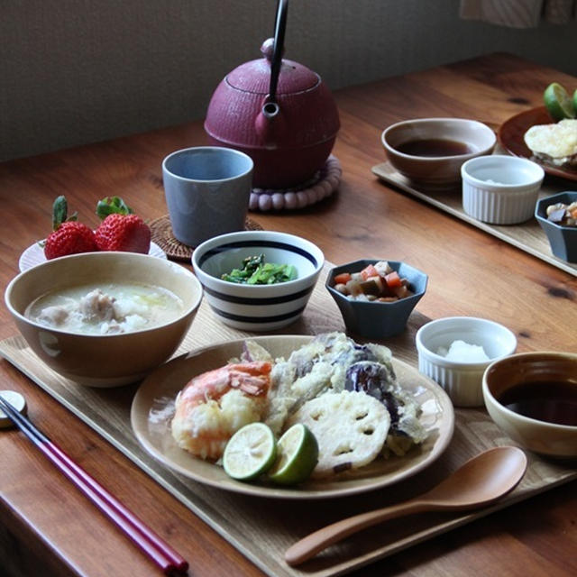 サムゲタン風スープ と 天ぷら・献立。