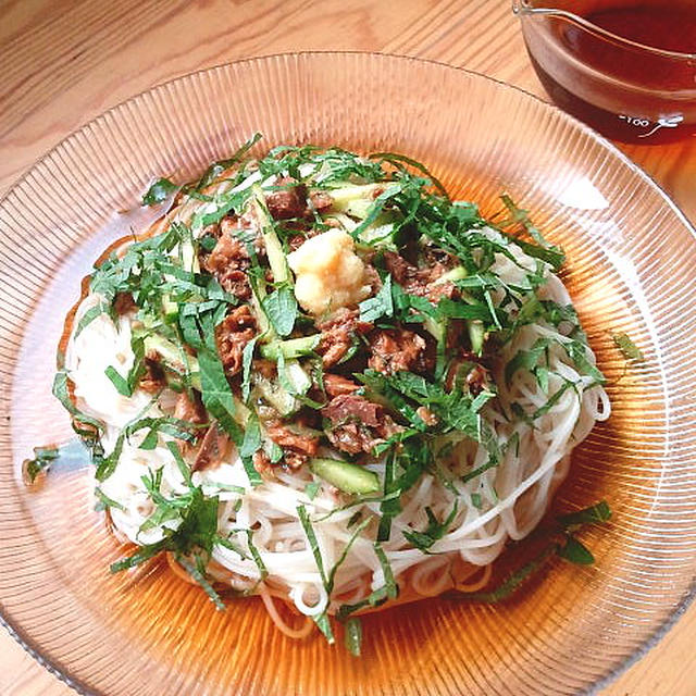 いわし缶ときゅうりで☆簡単ぶっかけ素麺