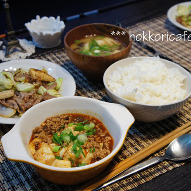 （夕飯）　麻婆豆腐と野菜炒め