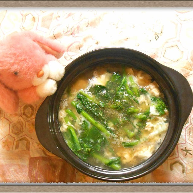 【カニと菜の花のとろみ豆腐】旬の春野菜でトロトロ温かスープ鍋レシピ