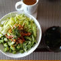 生野菜+ピリ辛肉ののつけ麺