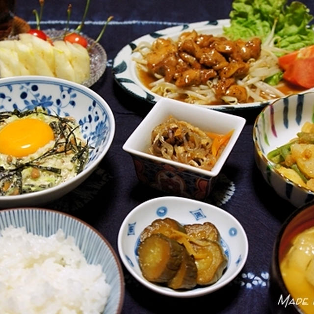 鶏肉の山賊焼きとじゃが芋の胡麻酢和え他〜