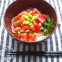 トマトと枝豆載せ、素麺