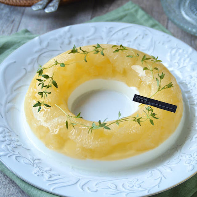 カルディのグレープフルーツ缶で♪グレープフルーツ＆ヨーグルトのゼリーケーキ