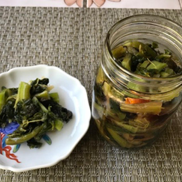 高菜の漬物＆茹で葱の味噌ドレッシング