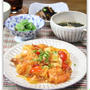豆腐とエビのチリソース