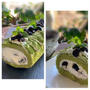 お節の残り物・黒豆リメイクのノンオイルシフォン生地抹茶黒豆ロールケーキ～夕焼けや今朝の富士山