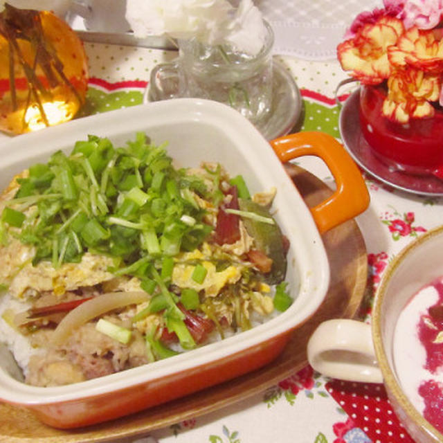 あまりもの＊トマトケチャップ卵丼＊