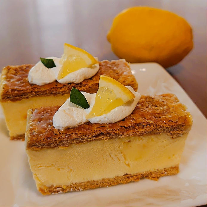 レモンのミルフィーユ風アイスケーキの完成写真