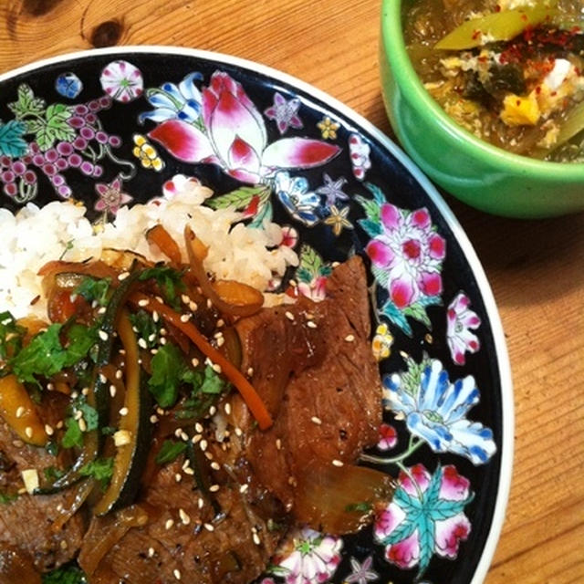 簡単！！　豚丼＆スープ