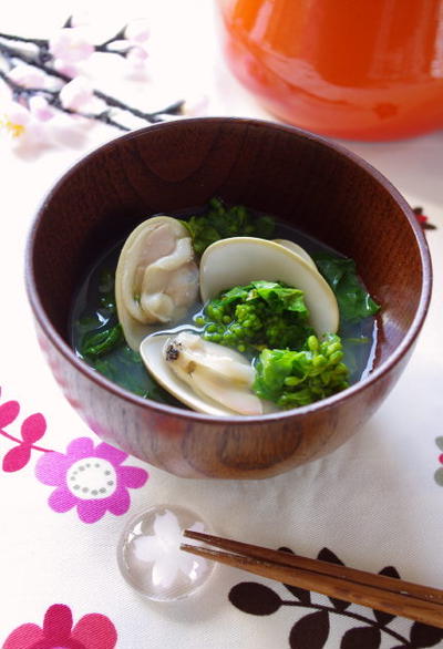 ひな祭りの定番♪菜の花とはまぐりの潮汁