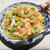 麺つゆで和えるだけの、空豆とサーモン刺身の和風パスタ