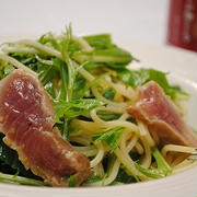 かつおのタタキ 冷製パスタ ～ゆず胡椒　ポン酢風味～
